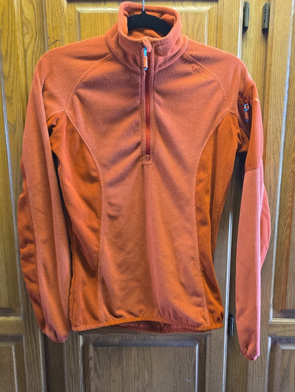 Women’s 3/4 Zip Salewa Polarlite technical lightweight grid fleece, Orange, Sml